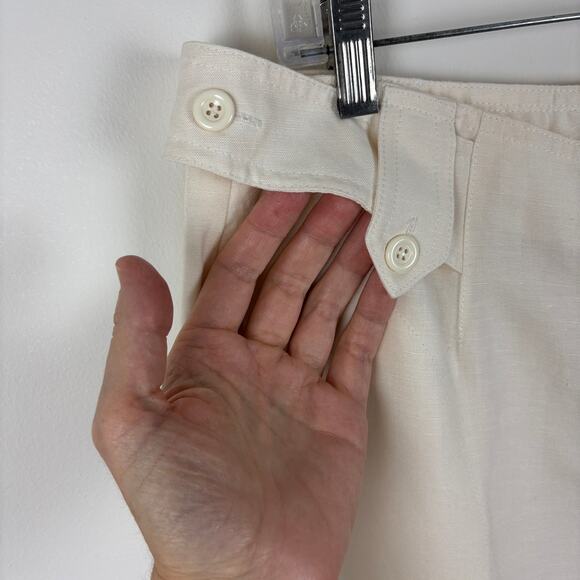 Kasper White Trouser Pants Linen Blend 12 pockets casual career office - Picture 3 of 9